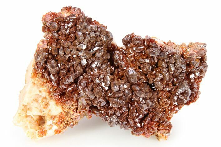 Glittering, Ruby Red Vanadinite Crystals on Barite - Morocco #255560